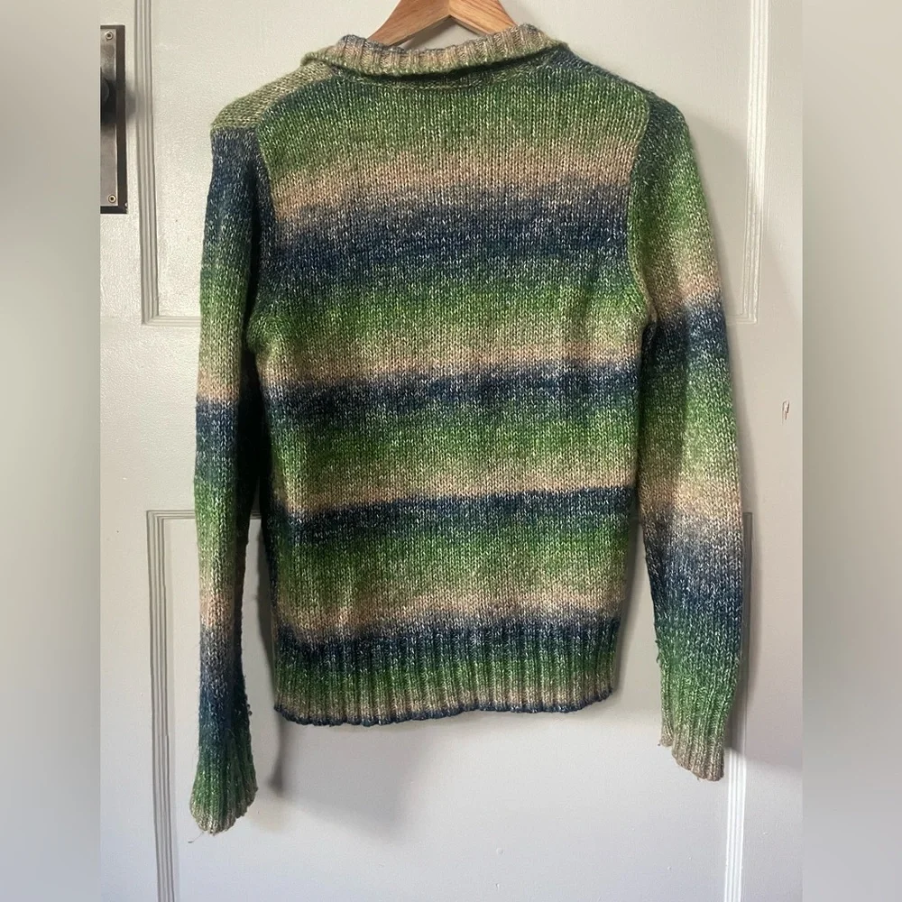 Olsen silk blend double zipper tri-coloured cardigan-Small - Picture 2 of 10
